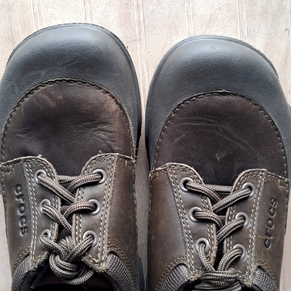 Crocs Velocity CrostrComfort Work Shoes Unisex Sz W7 M5 Lace Up Leather Non Slip - Picture 2 of 10